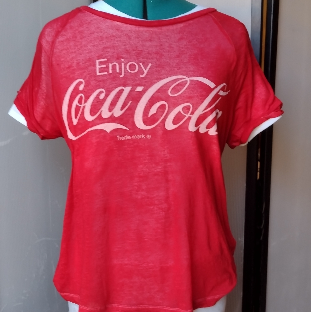 Coca Cola Red Soft Burnout T-Shirt Size M - L